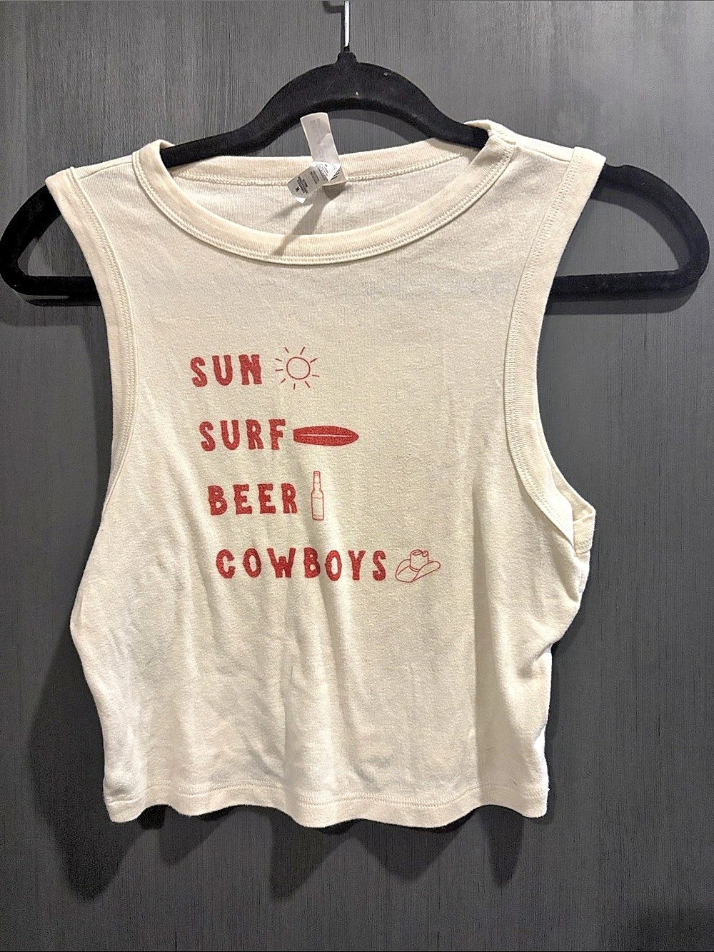 Bella + Canvas Sun Surf Beer Cowboys Graphic Tank Top in Cream Medium
